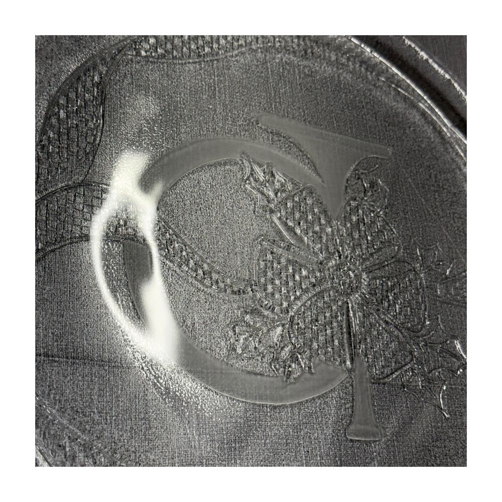 Embossed Aluminum Oval Tray Monogram C Scottish Thistle Silver - Picture 5 of 6